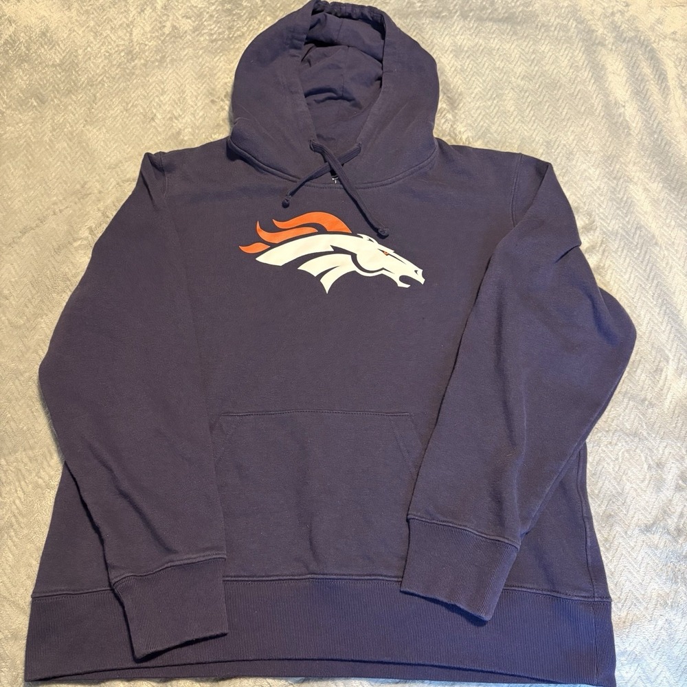 Denver Broncos OTS Hoodie Kid's XL Navy Blue Pullover Sweatshirt